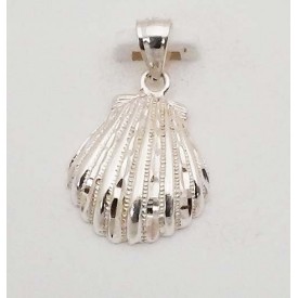 RARD983PS Small Sterling Silver Diamond Cut Scallop Shell Pendant 